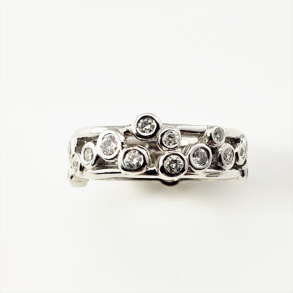 Vintage 14 Karat White Gold Diamond Band Ring Size 6 #9149 - Picture 1 of 8